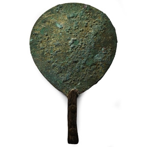 Roman Bronze Mirror with Handle