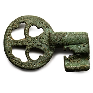 Anglo-Scandinavian Viking Bronze Key with Openwork Handle