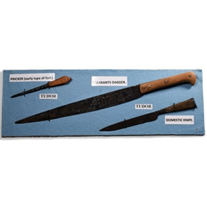 Tudor Period Iron Knife Display