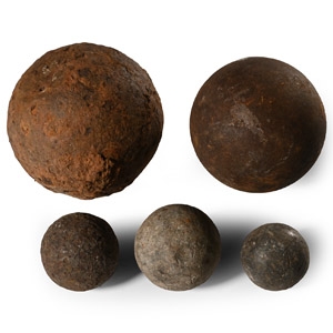 Civil War and Later Iron Cannon Ball and Shot Group