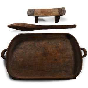 African Wood Tray, Club and Headrest Group