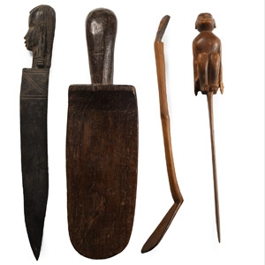 African Wooden Knife and Spatula Group