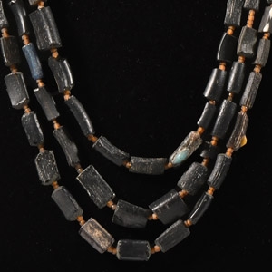 Roman Amber and Black Glass Bead Necklace Group