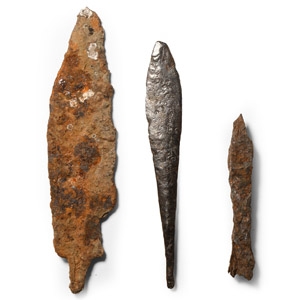 Saxon to Medieval Iron Knife, Bolt, and Arrowhead Group