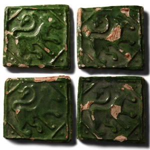 Post Medieval Glazed Animal Tile Group