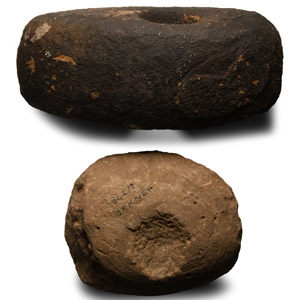 Stone Age Boat-Shaped Pierced Axehead and Orkney Macehead