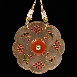 Jadeite Pendant Necklace with Rubies and Other Cabochons