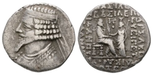 Kings of Parthia, Mithradates, usurper in Mesopotamia AR Tetradrachm.