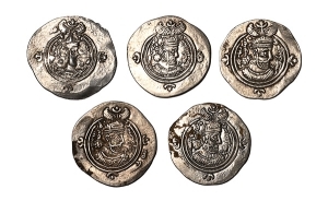Group of Five [5] Sasanian Kingdom AR Drachms.