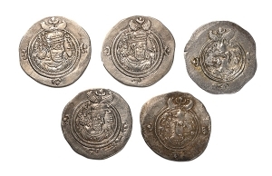 Group of Five [5] Sasanian Kingdom AR Drachms.