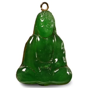 Jade-Coloured Glass Seated Buddha Pendant