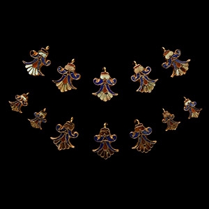 Achaemenid Gold Inlaid Lotus Flower Pendant Set