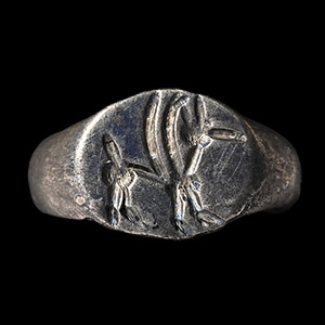 Western Asiatic Silver Signet Ring with Gryphon