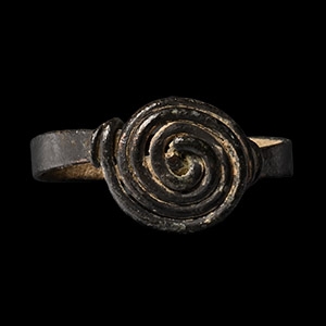 Saxon Period Bronze Ring with Coiled Bezel