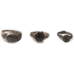 Medieval Period Decorated Silver Ring Group