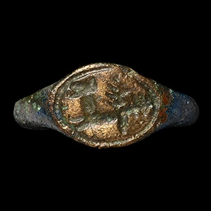 Western Asiatic Bronze Ring with Stag