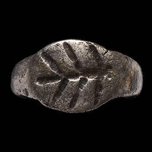 Roman Silver Childs Ring with Palm Branch