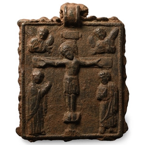 Post Byzantine Bronze Pendant with Crucifixion Scene