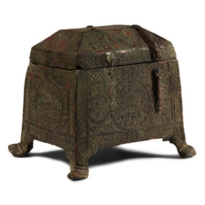 Arab-Byzantine Bronze Casket with Crosses and Naskh Inscription