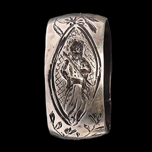 Georgian Iconographic Love and Enjoy Silver Posy Ring
