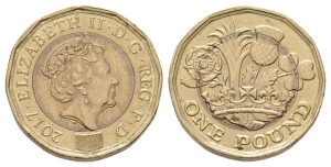 Great Britain. Windsor, Elizabeth II Blank Error One Pound.