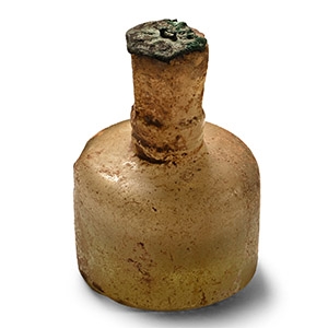 Post Sassanian Cut Glass Bottle with Bronze Lid