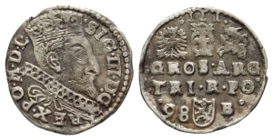 Poland, Kingdom. Livonia (Duchy), Sigismund III Vasa AR 3 Grosz.