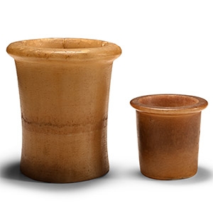Two Egyptian Cylindrical Alabaster Jars
