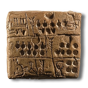 Large Proto-Sumerian Pictographic Tablet for Large Amounts of Grain