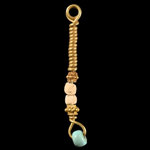 Western Asiatic Gold and Bead Pendant