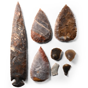 Stone Age Flint Tools and Reproduction North American Spearhead Group