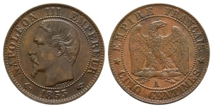 France. Napoleon III AE 5 Centimes.