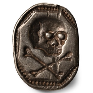 Tudor Silver Seal Matrix Head with Skull and Crossed Bones