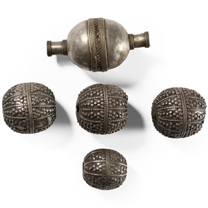 Tribal Silver-Coloured Metal Large Bead Group