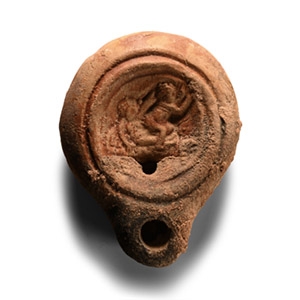 Roman Terracotta Oil Lamp with Erotic Scene