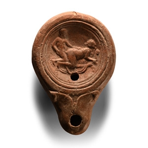 Roman Terracotta Oil Lamp with Erotic Scene