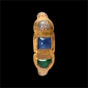 Western Asiatic Gold Ring with Gemstones