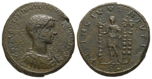 Diadumenian, as Caesar AE Sestertius.