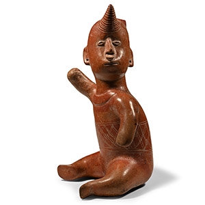 Large Pre-Columbian Colima Seated Shaman Vessel
