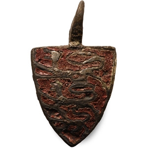 Medieval Enamelled Gilt Bronze Royal Knights Heraldic Horse Harness Pendant