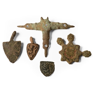 Medieval Bronze Knights Heraldic Horse Harness Pendant Group