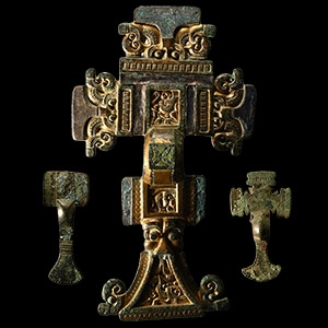 Anglo-Saxon Gilt Bronze Cruciform Brooch Burial Group