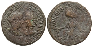 Gordian III and Tranquillina AE 31mm of Singara, Mesopotamia.