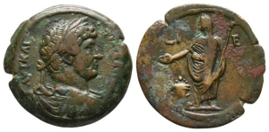 Hadrian AE Hemidrachm of Alexandria, Egypt.