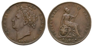 Great Britain. George IV AE Farthing.