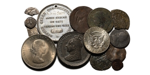 Group of Fourteen [14] Coins and Exonumia.