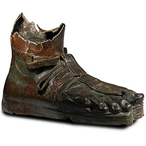 Larger Than Life-Size Roman Bronze Sandaled Foot