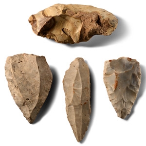 Stone Age Knapped Flint Handaxe Group