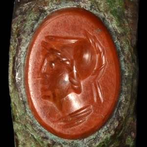 Roman Bronze Ring with Minerva Gemstone