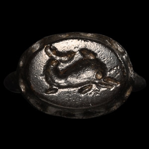 Roman Bronze Ring with Dolphin